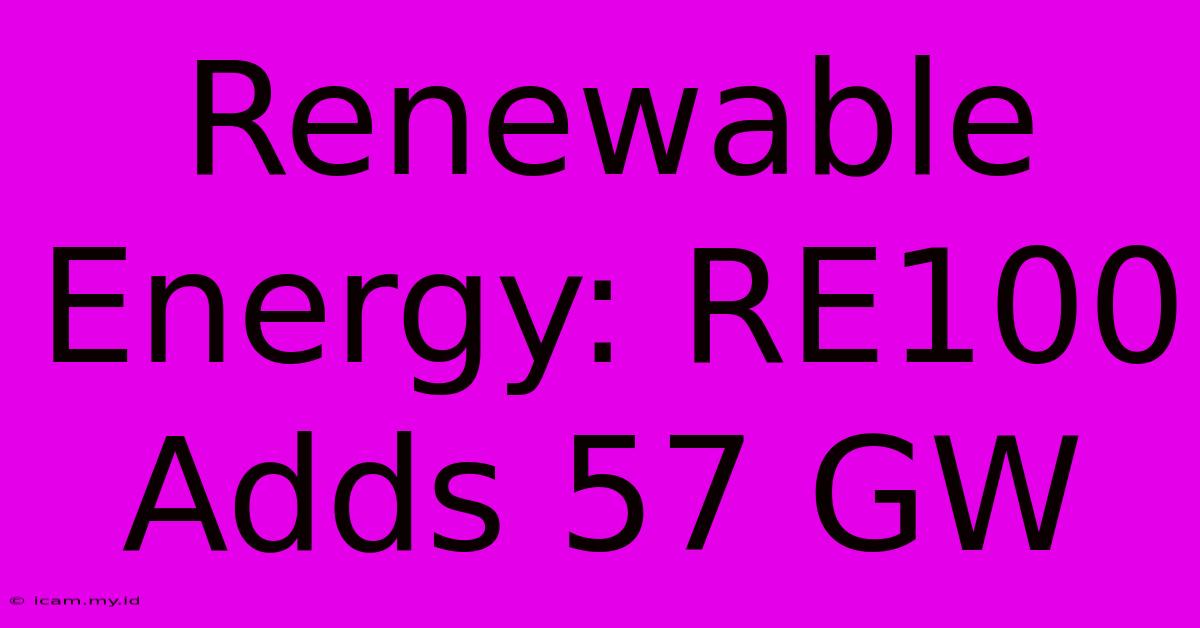 Renewable Energy: RE100 Adds 57 GW