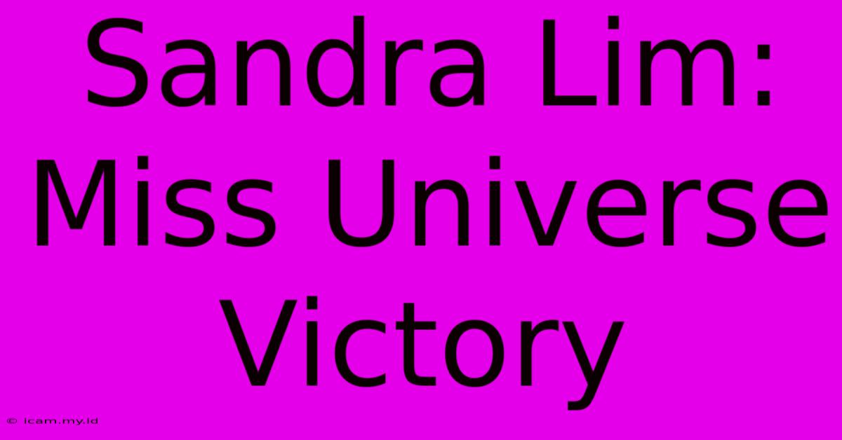 Sandra Lim: Miss Universe Victory