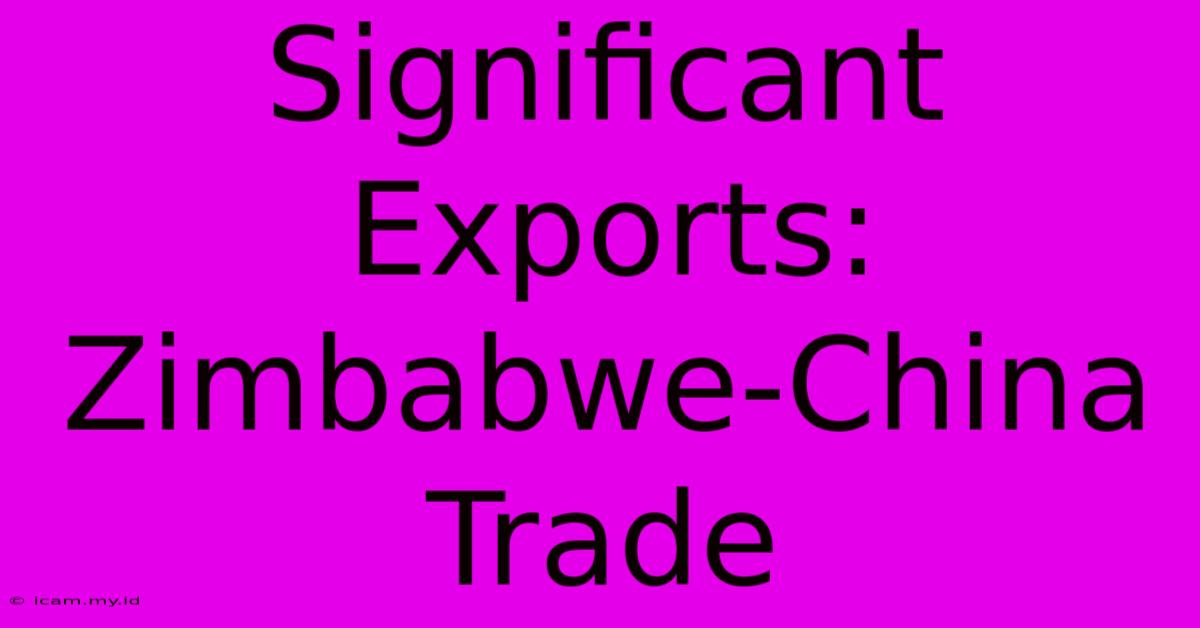 Significant Exports: Zimbabwe-China Trade