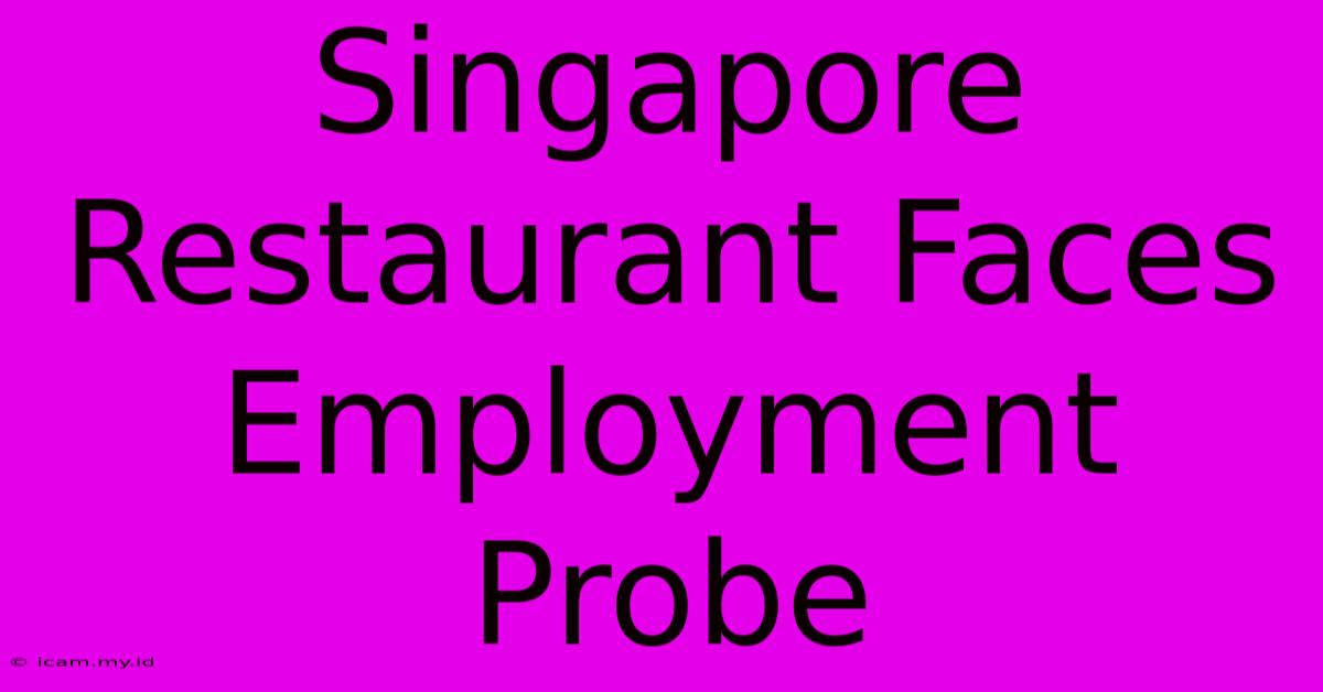 Singapore Restaurant Faces Employment Probe