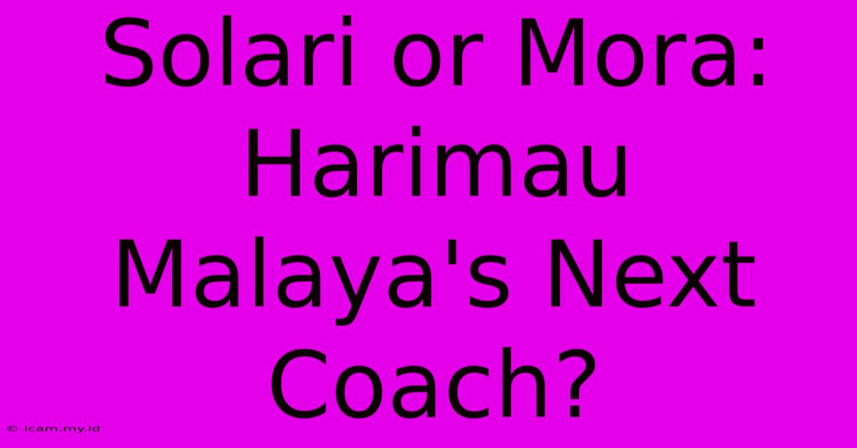 Solari Or Mora: Harimau Malaya's Next Coach?