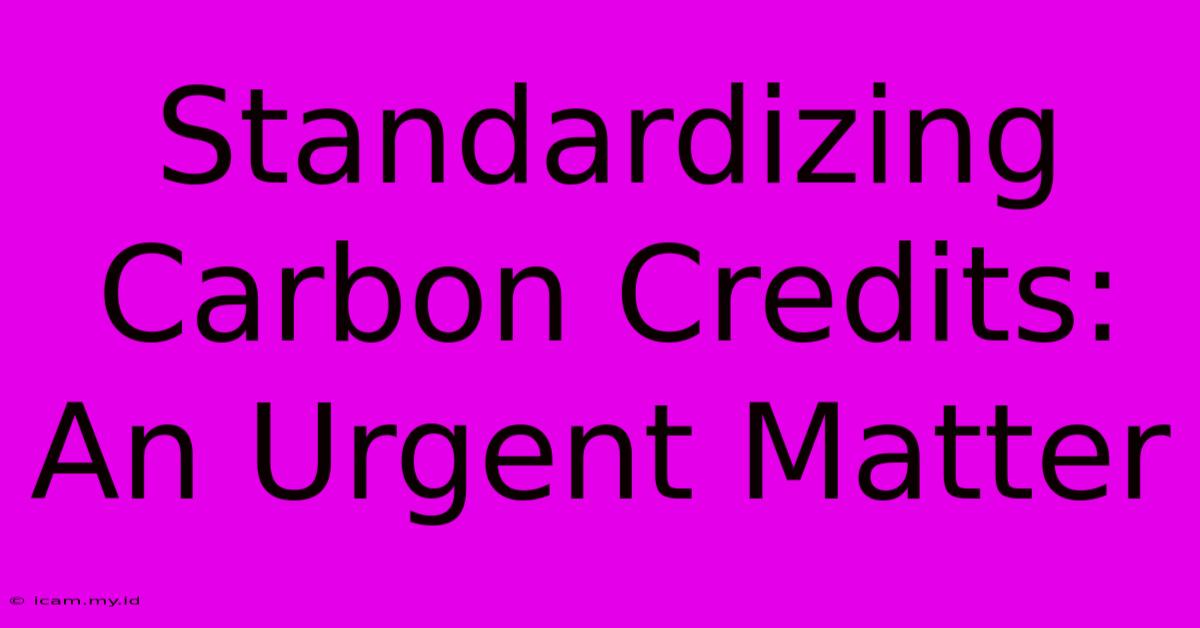 Standardizing Carbon Credits: An Urgent Matter