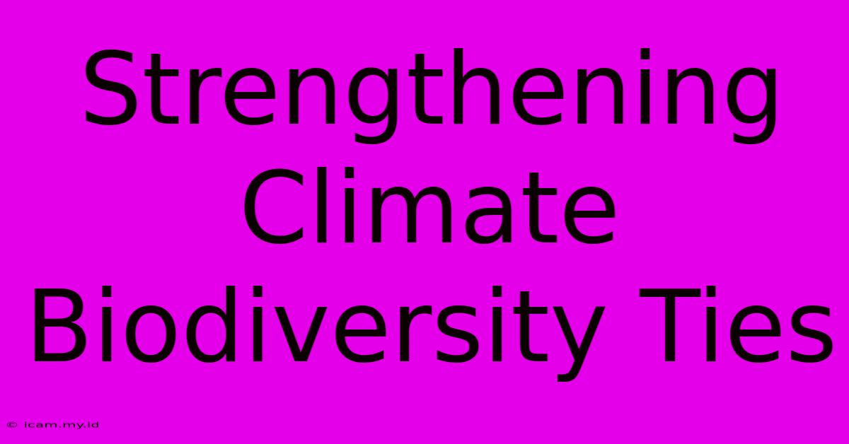 Strengthening Climate Biodiversity Ties