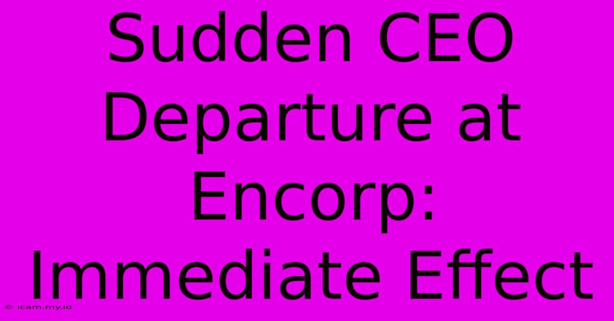 Sudden CEO Departure At Encorp: Immediate Effect