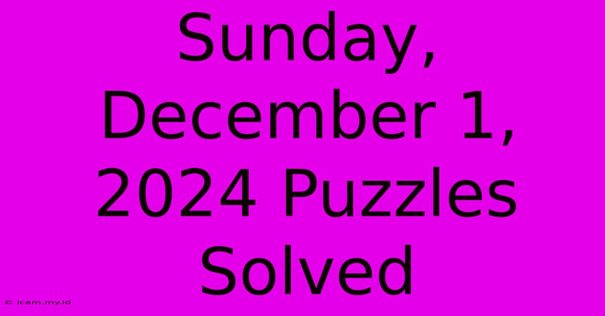 Sunday, December 1, 2024 Puzzles Solved