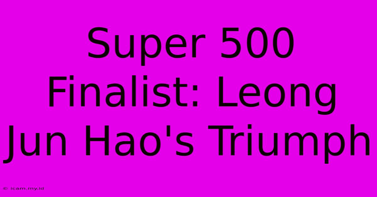 Super 500 Finalist: Leong Jun Hao's Triumph