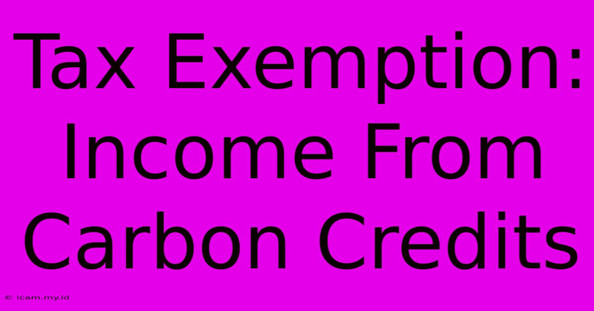 Tax Exemption: Income From Carbon Credits