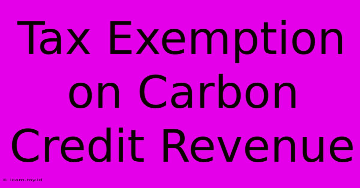 Tax Exemption On Carbon Credit Revenue