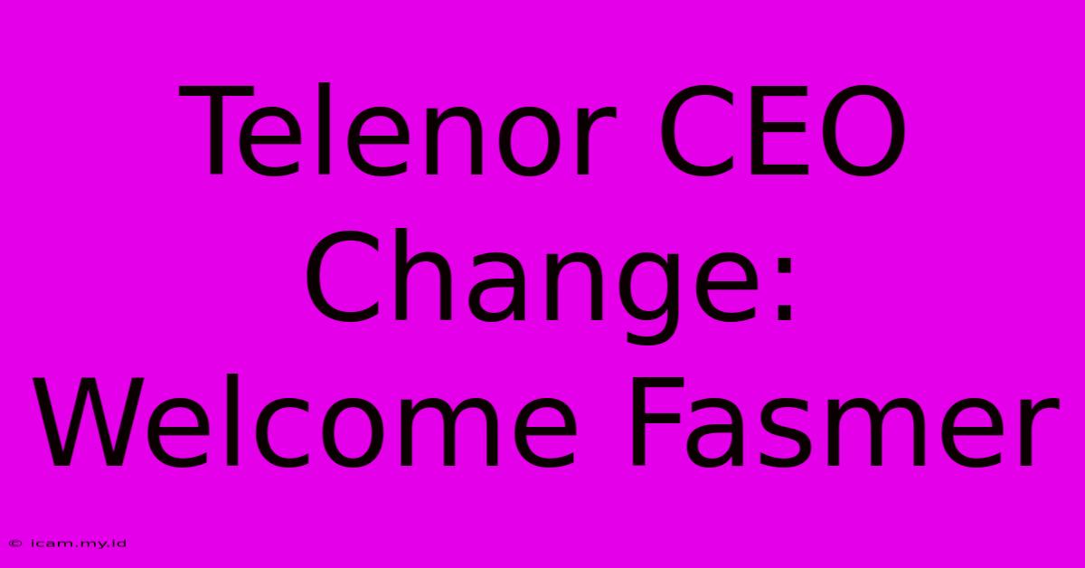 Telenor CEO Change: Welcome Fasmer