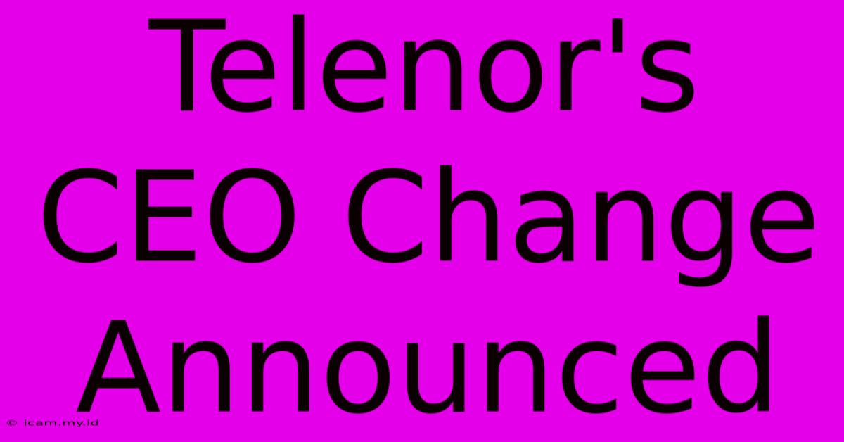 Telenor's CEO Change Announced