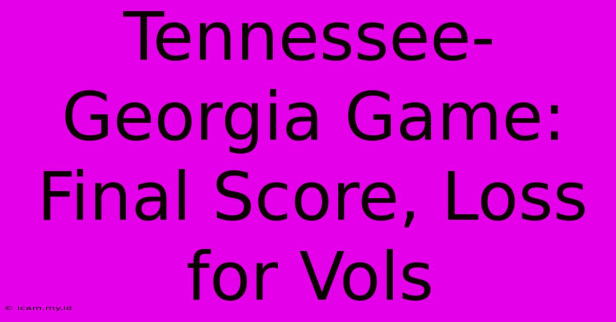 Tennessee-Georgia Game: Final Score, Loss For Vols