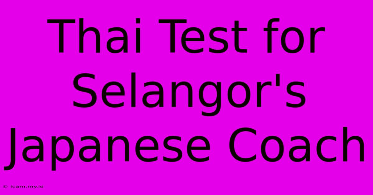 Thai Test For Selangor's Japanese Coach