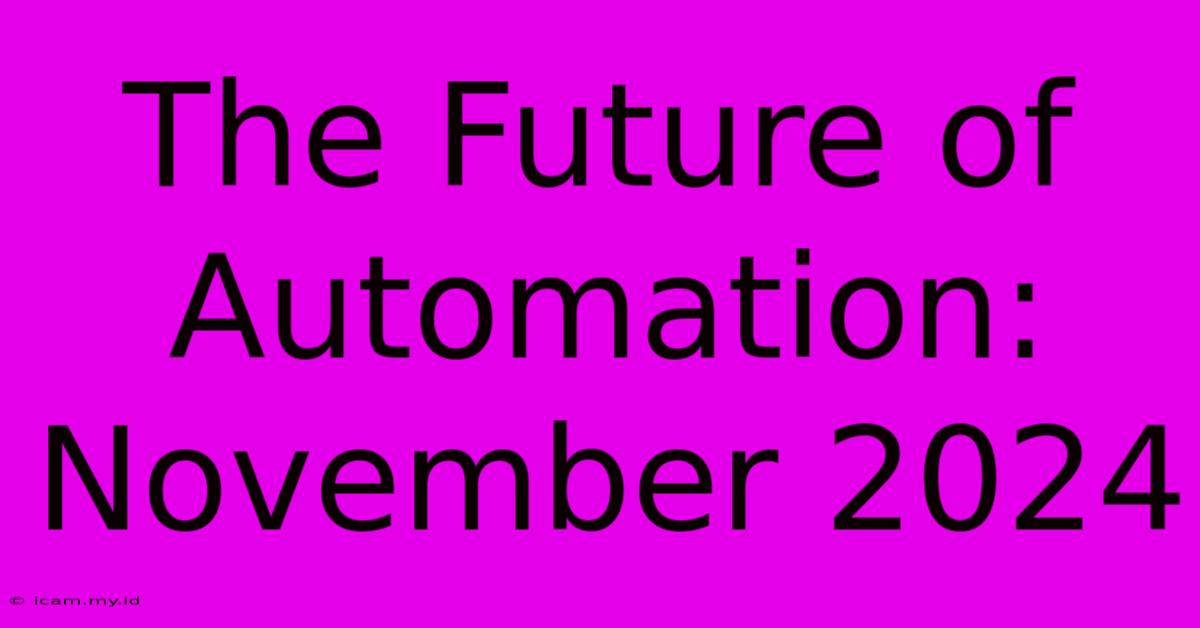 The Future Of Automation: November 2024