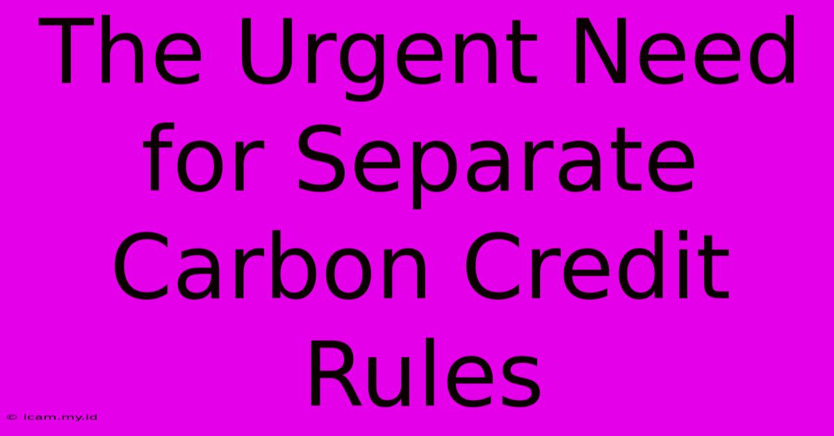 The Urgent Need For Separate Carbon Credit Rules