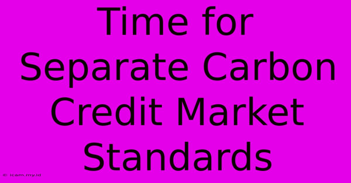 Time For Separate Carbon Credit Market Standards