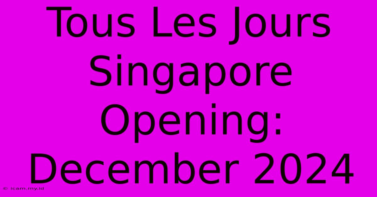 Tous Les Jours Singapore Opening: December 2024