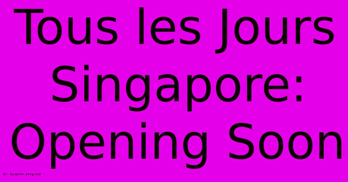 Tous Les Jours Singapore: Opening Soon