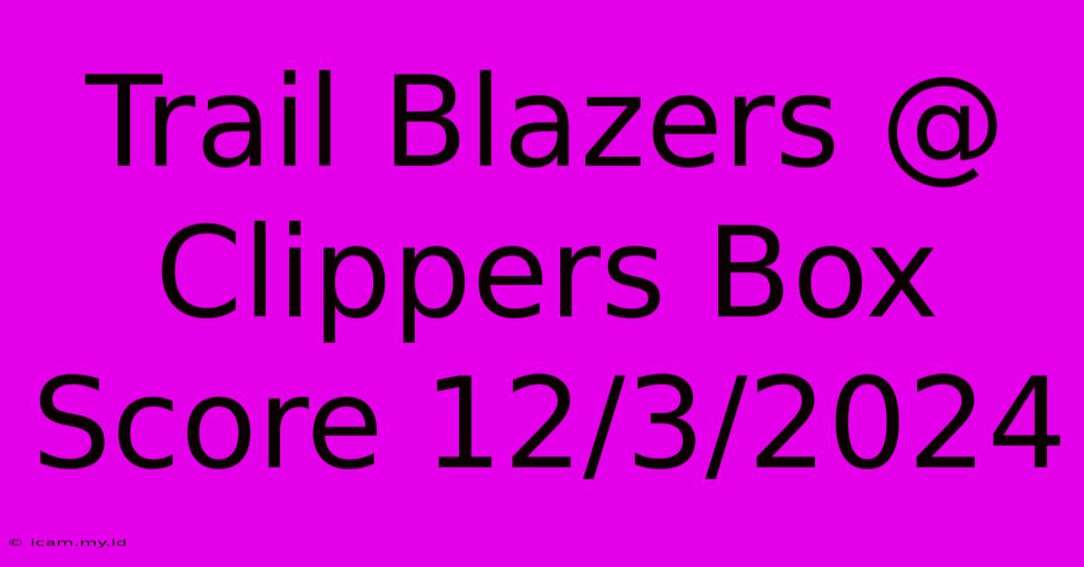 Trail Blazers @ Clippers Box Score 12/3/2024