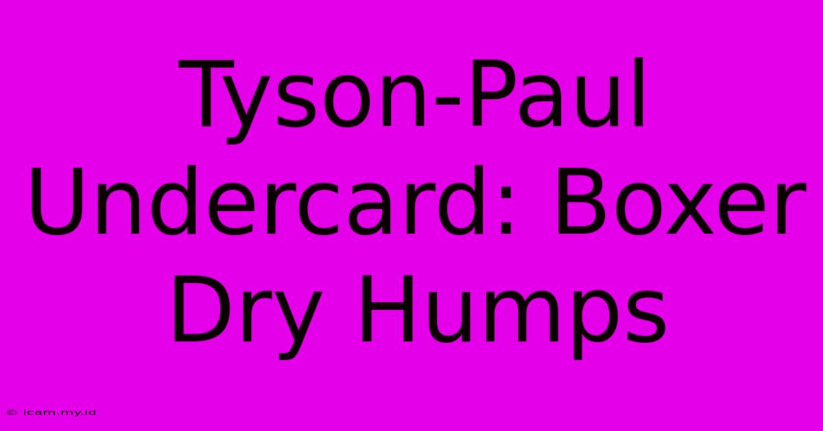 Tyson-Paul Undercard: Boxer Dry Humps