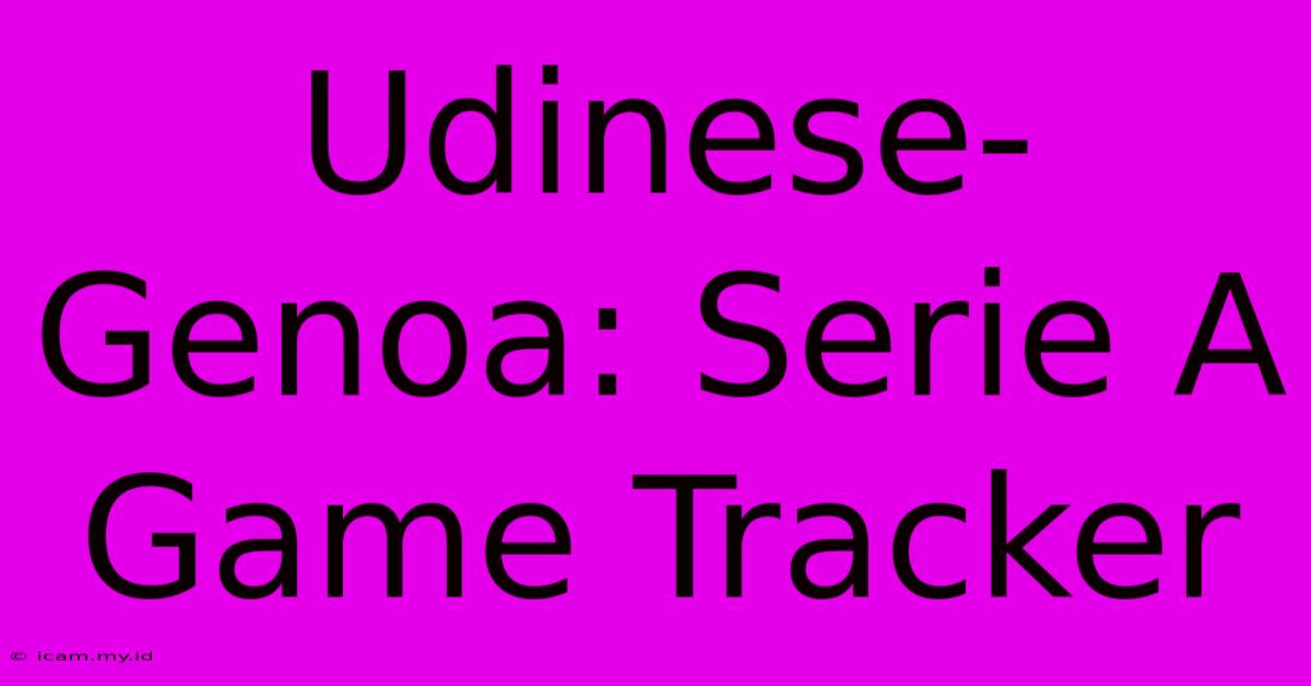 Udinese-Genoa: Serie A Game Tracker