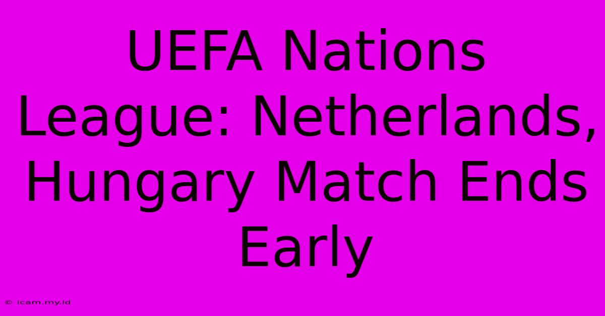 UEFA Nations League: Netherlands, Hungary Match Ends Early