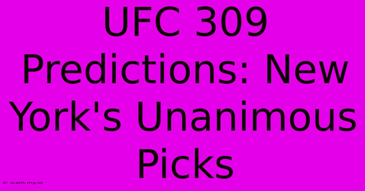 UFC 309 Predictions: New York's Unanimous Picks