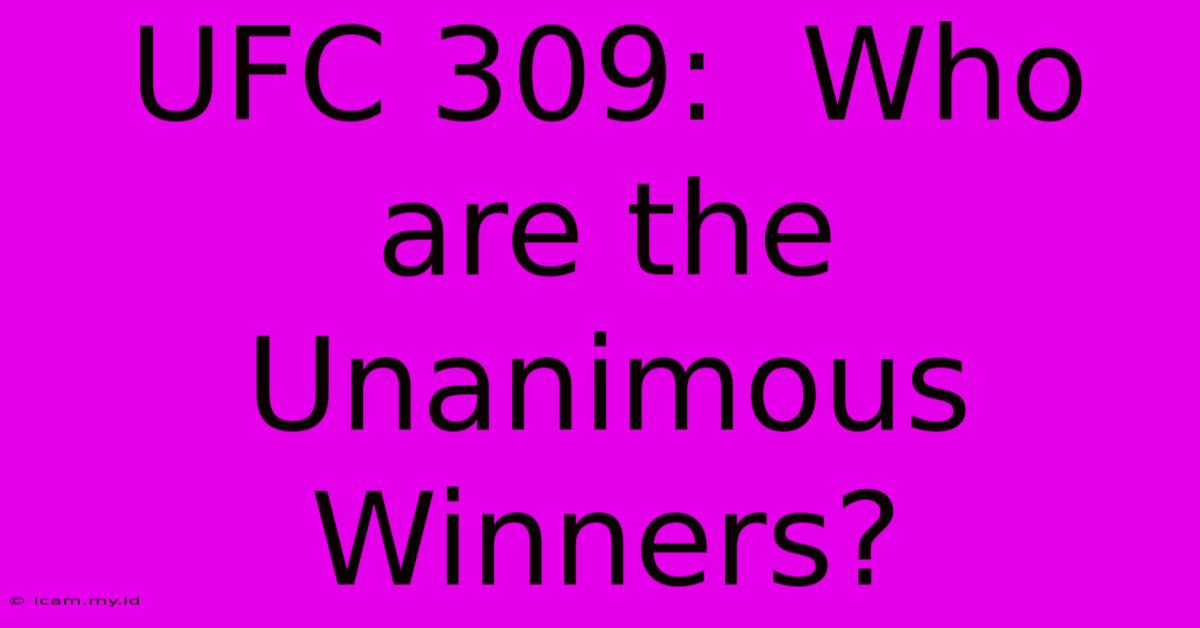 UFC 309:  Who Are The Unanimous Winners?