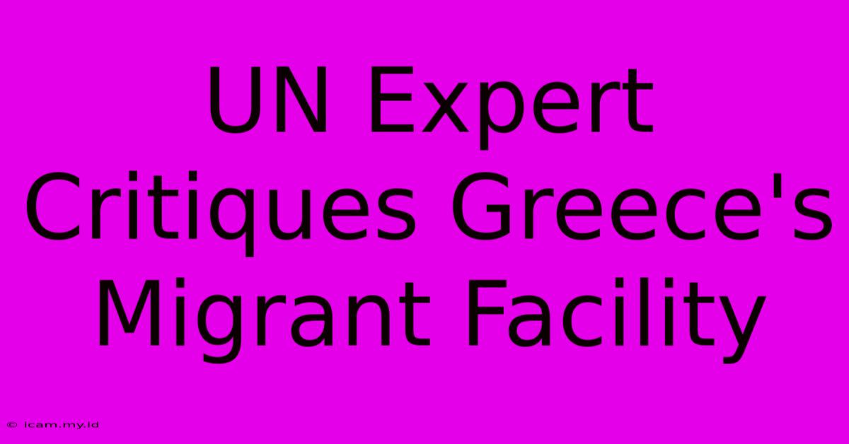 UN Expert Critiques Greece's Migrant Facility