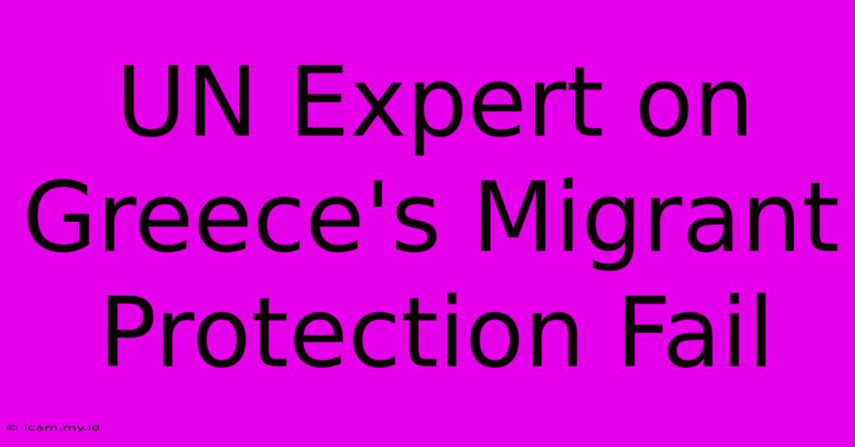 UN Expert On Greece's Migrant Protection Fail