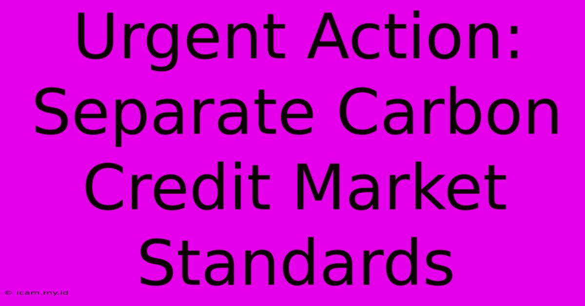 Urgent Action: Separate Carbon Credit Market Standards