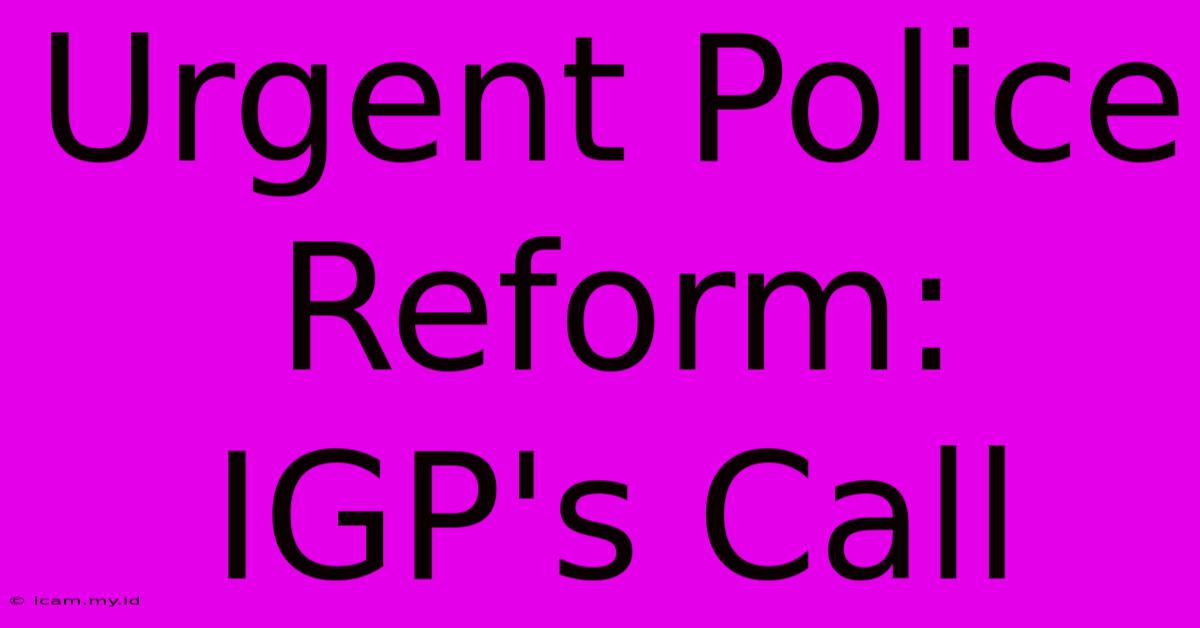 Urgent Police Reform: IGP's Call