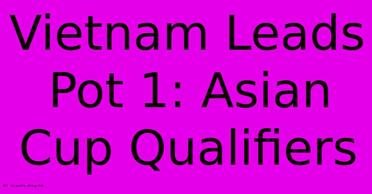 Vietnam Leads Pot 1: Asian Cup Qualifiers