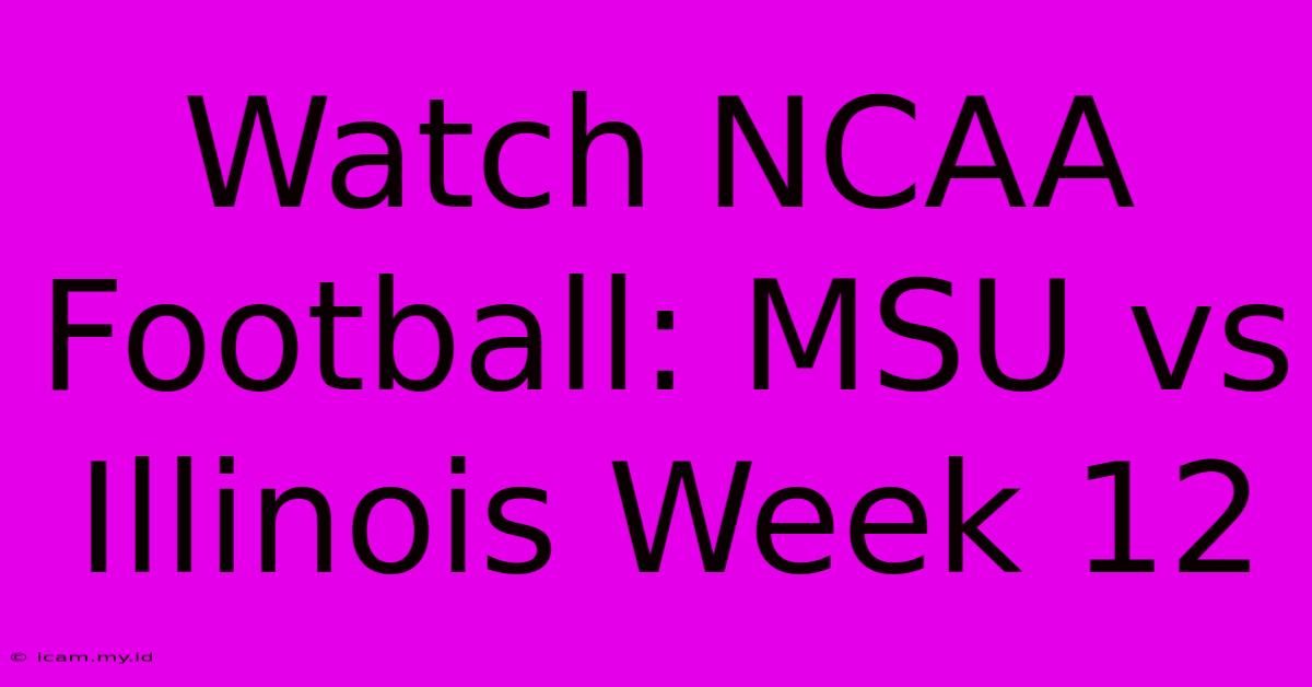 Watch NCAA Football: MSU Vs Illinois Week 12