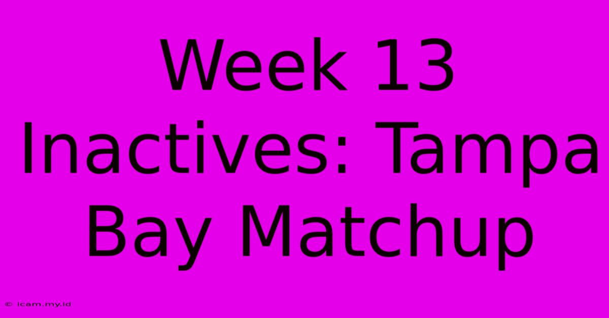 Week 13 Inactives: Tampa Bay Matchup