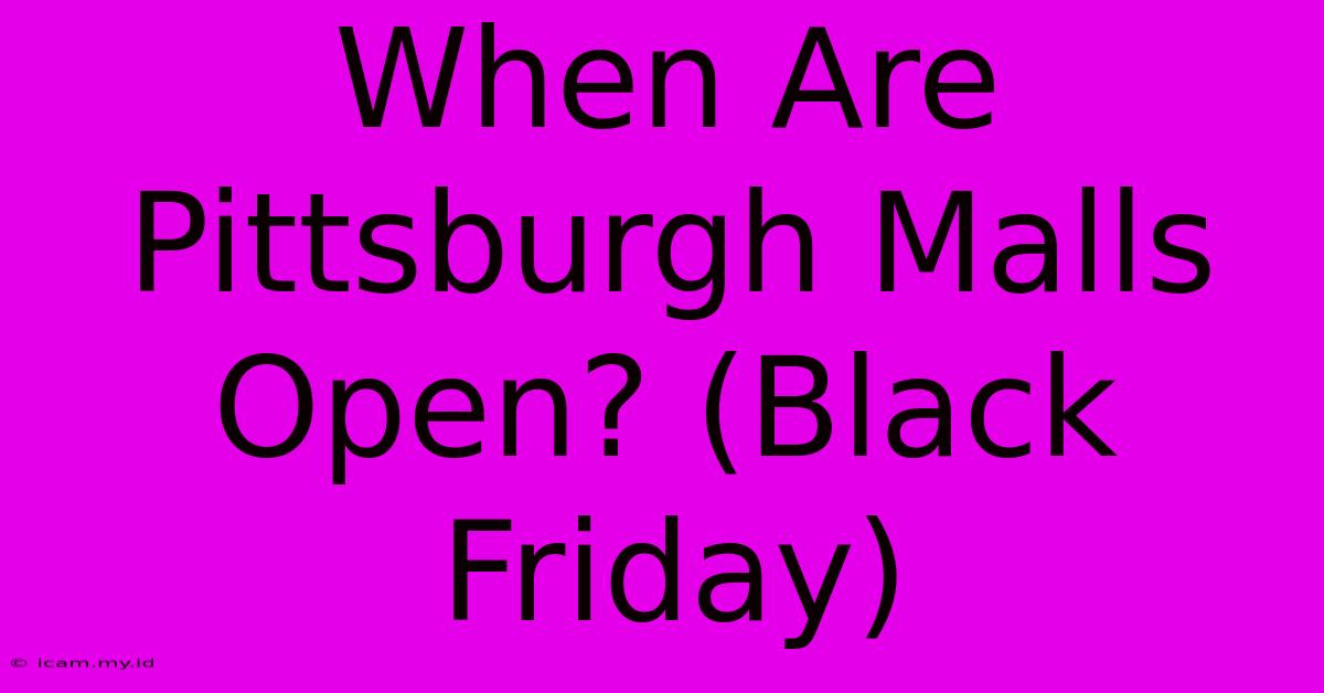 When Are Pittsburgh Malls Open? (Black Friday)