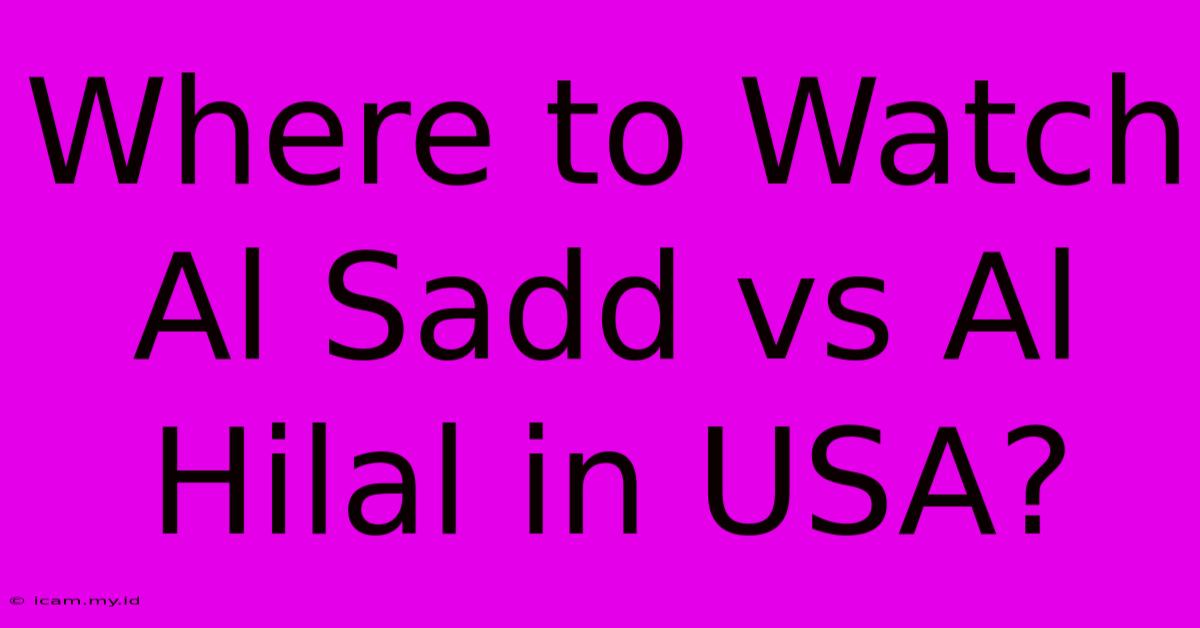 Where To Watch Al Sadd Vs Al Hilal In USA?