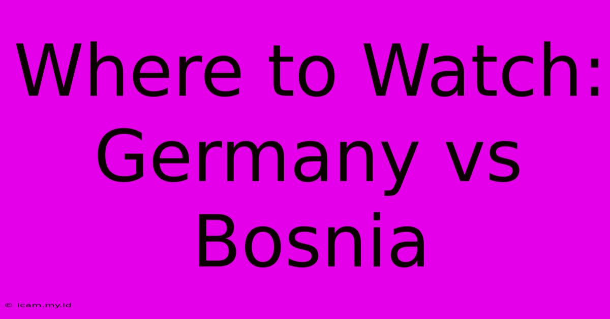 Where To Watch: Germany Vs Bosnia