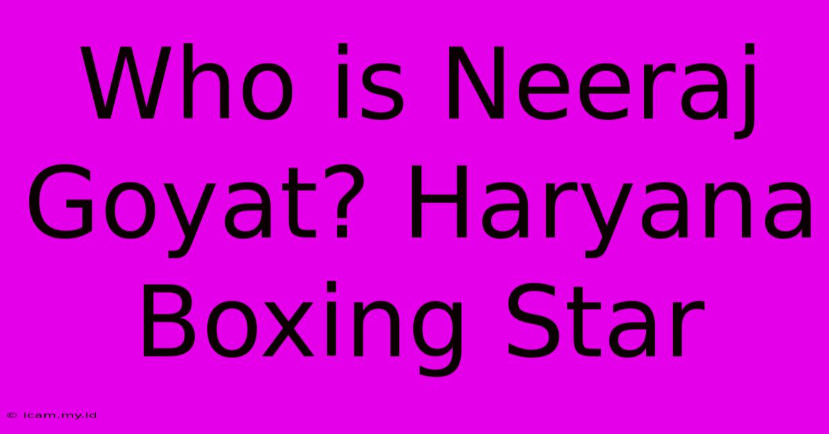 Who Is Neeraj Goyat? Haryana Boxing Star