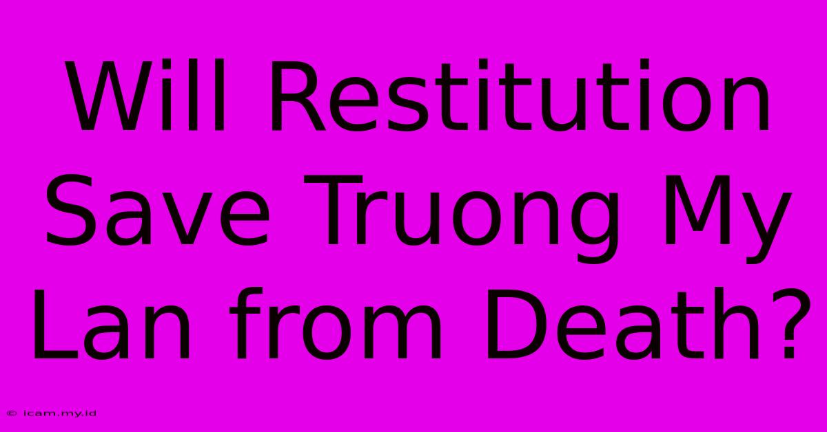 Will Restitution Save Truong My Lan From Death?