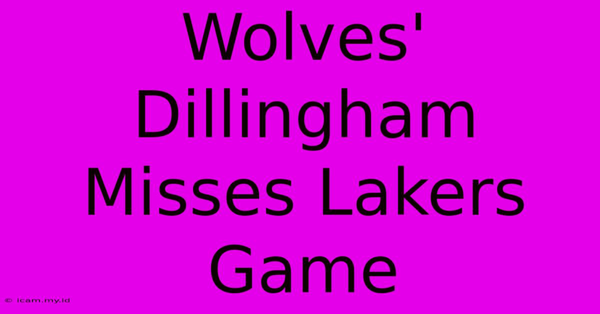 Wolves' Dillingham Misses Lakers Game