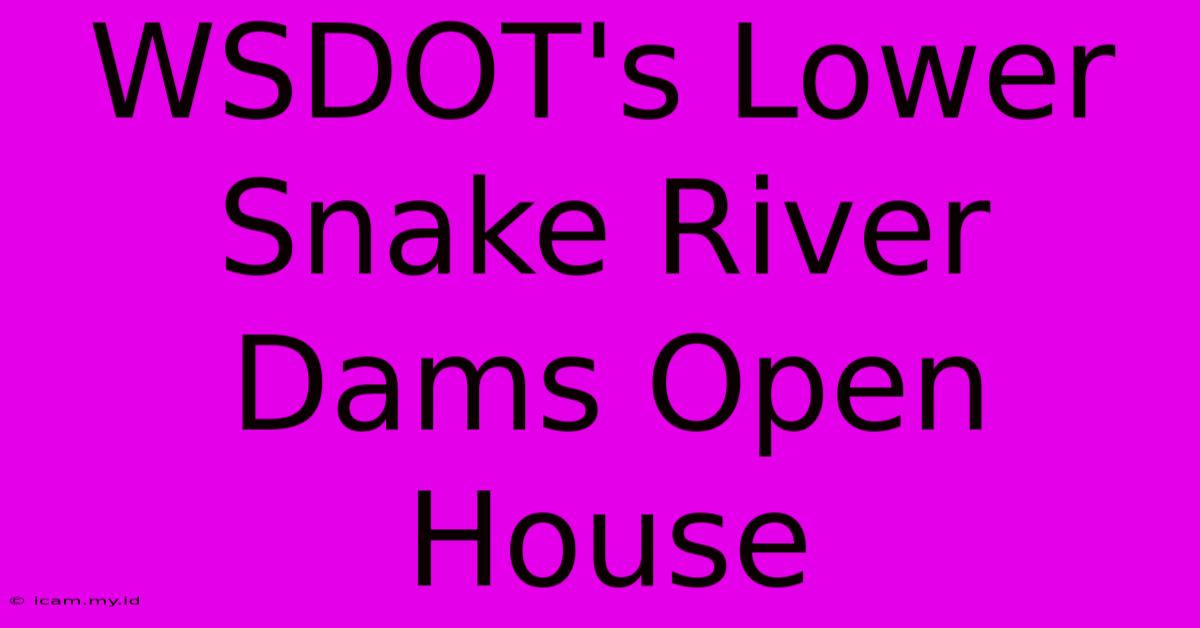 WSDOT's Lower Snake River Dams Open House WSDOT's Lower Snake River Dams Open House